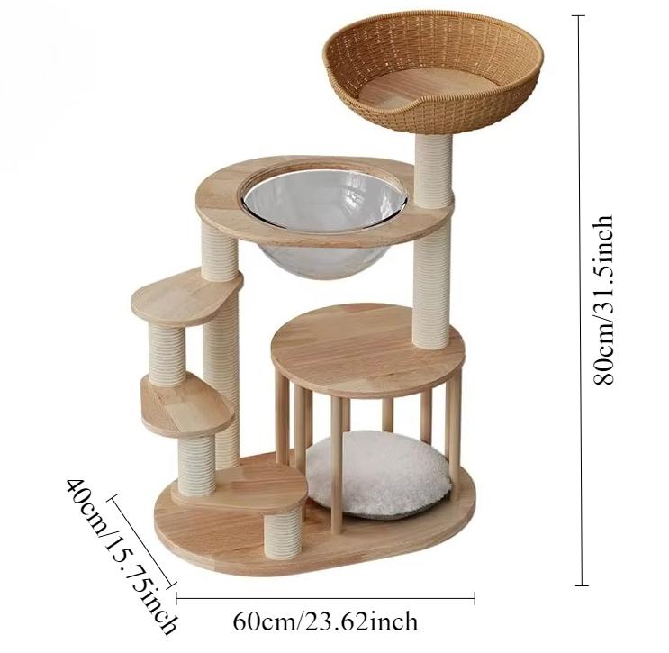 

Твердая каучуковая деревянная башня для кошек, большая когтеточка для кошек, сизалевая веревка, многослойные современные эстетичные когтеточки для кошек
