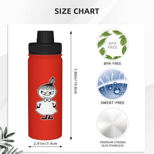 Moomin Water Bottle, 530ml Large Capacity, Vacuum Insulated, Insulated, Hot & Cold, Sports Bottle, Direct Drinking, Double-Walled, Wide Mouth, Stainle