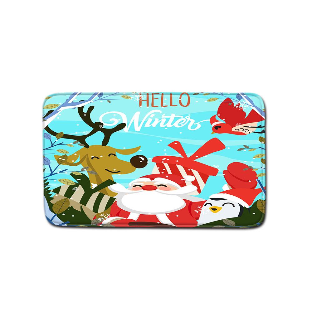 Christmas Shower Curtain Floor Mat Combination Four-Piece Set Bathroom Toilet Carpet Shower Room Mat Foot Mat