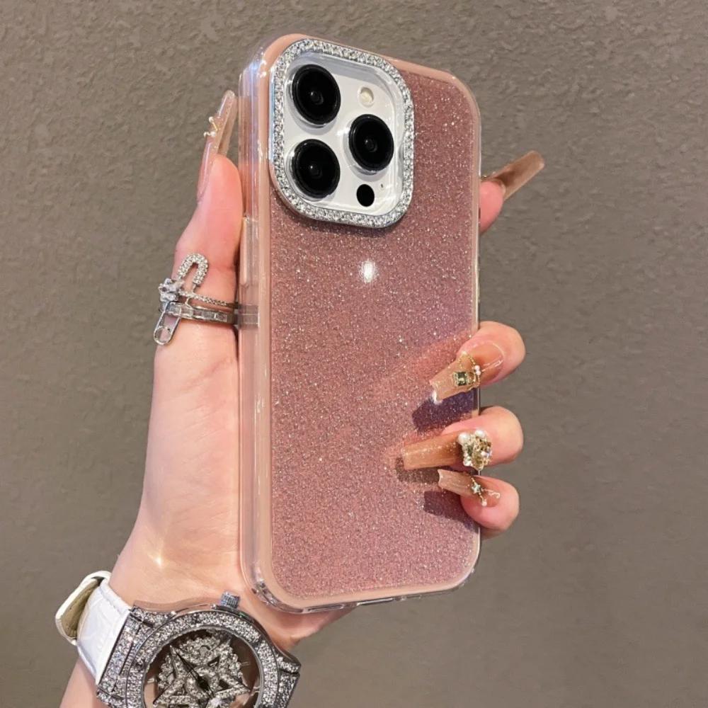 Shiny Diamond Camera Glitter Glossy Bumper Case For For Iphone 16 1 14 13 12 11 Pro Max Plus Shockproof Protective Cover