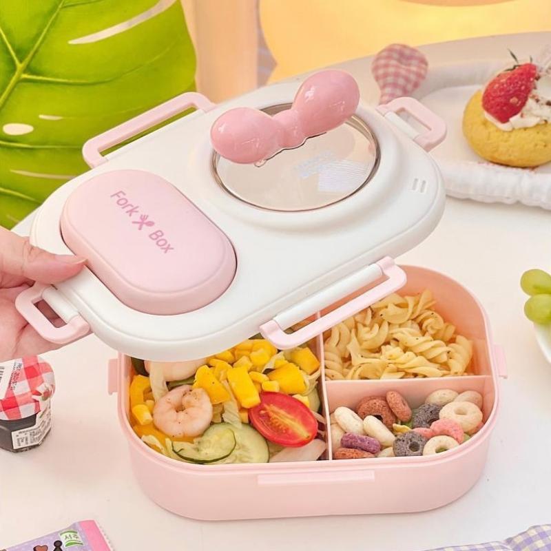 Macaron Style Portable Bento Box, Cute Lunch Container for Women & Teens, Great for Work Picnic Dating