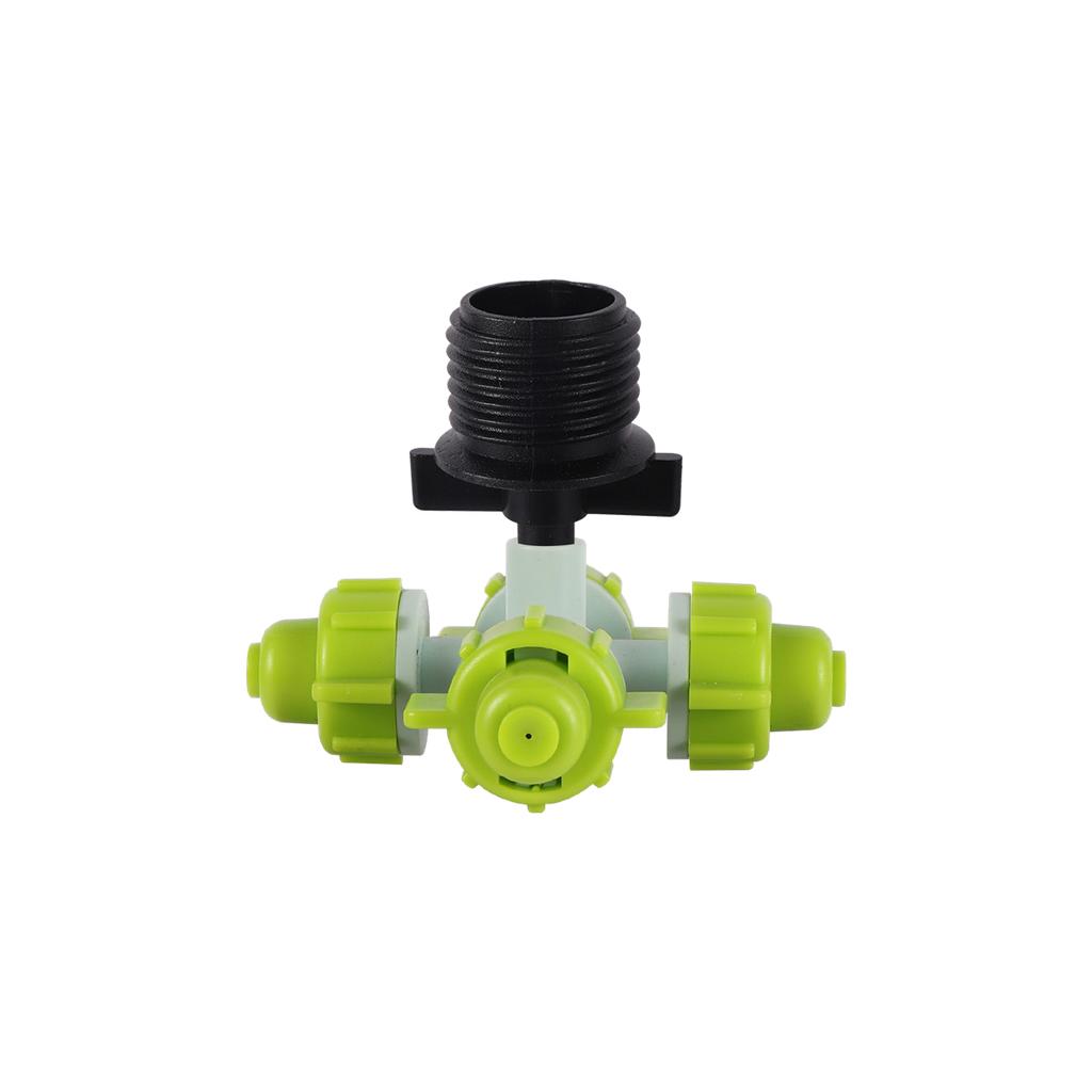 4-Ausgänge Kreuz-Zerstäubungs-Mikrodüsen 6mm Innendurchmesser Schnittstelle Zerstäubungssprinkler Garten-Tropfbewässerungssystem-Fittings