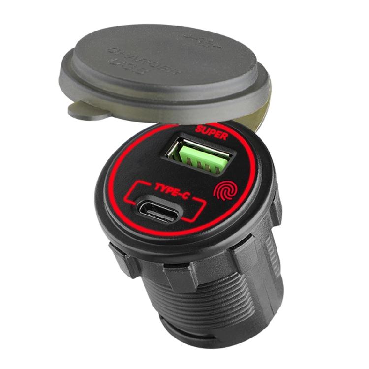 Efficient 66W Charging Socket 2-Port Car Charger with LED Light and Safety Protections for Car Truck Boats Waterproof