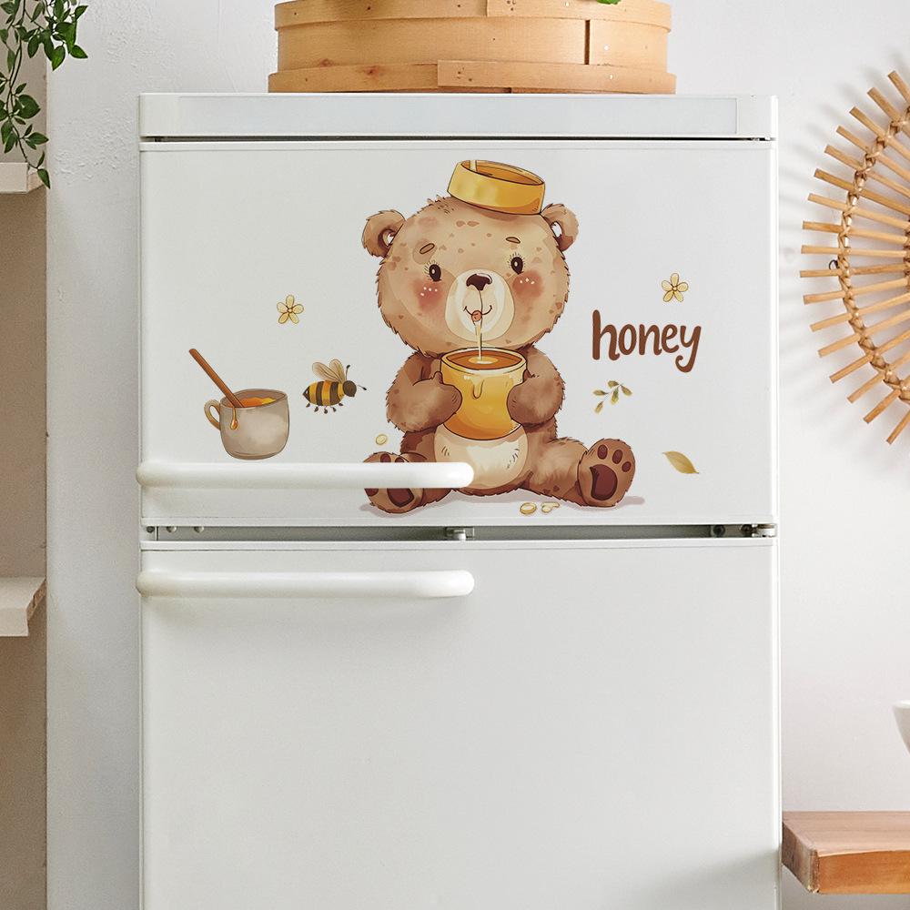 Cute Little Bear English Bee Kitchen Dining Room Home Background Beautification Wall Stickers