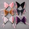 Cute Kawaii Cat Ear Hair Clips Set Girls - Soft Velvet Lolita Style Dual Clip Headwear Accessory In White Black Gray Pink