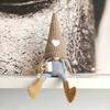 Christmas Plush Doll Knitted Heart Hat Grey Whiskers/Braid Coffee Mug Long-legged Handmade Home Decor Xmas Tabletop Faceless Gnome Stuffed