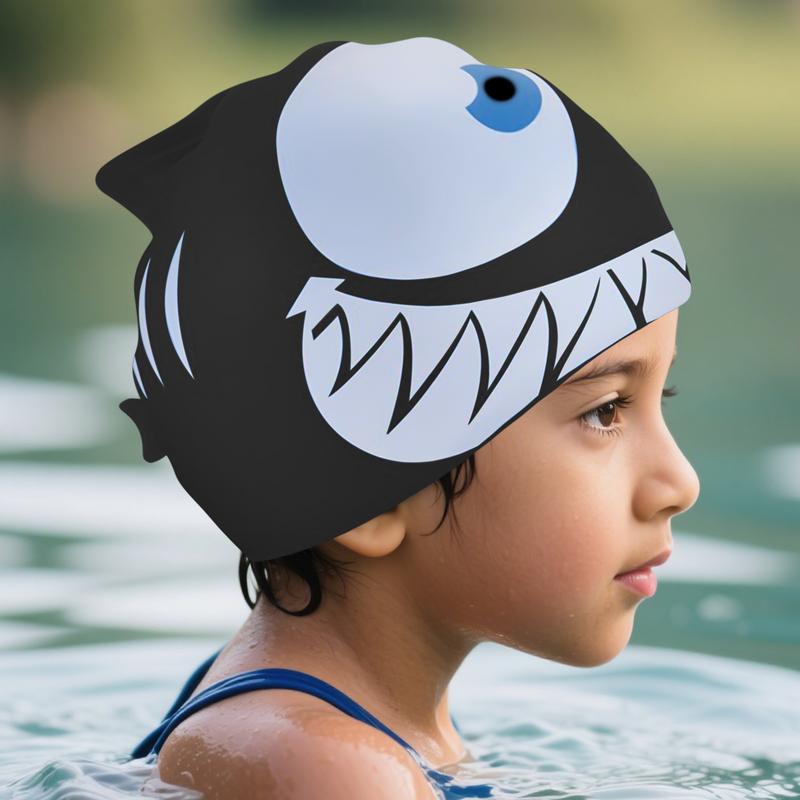 Gorros de Natación para Niños Tiburón Piscina Silicona Dibujos Animados Animal Protección Divertido Bañador Gorros Para Niños Niñas Niños Pequeños Mayores de 3 Años