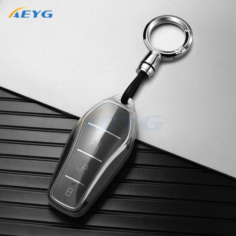 Tpu Car Key Case Cover Shell Fob For Byd Tang Ev600 Han Ev Yuan Atto 3 Song Plus Pro Max Dmi Qin Key Chain Accessories