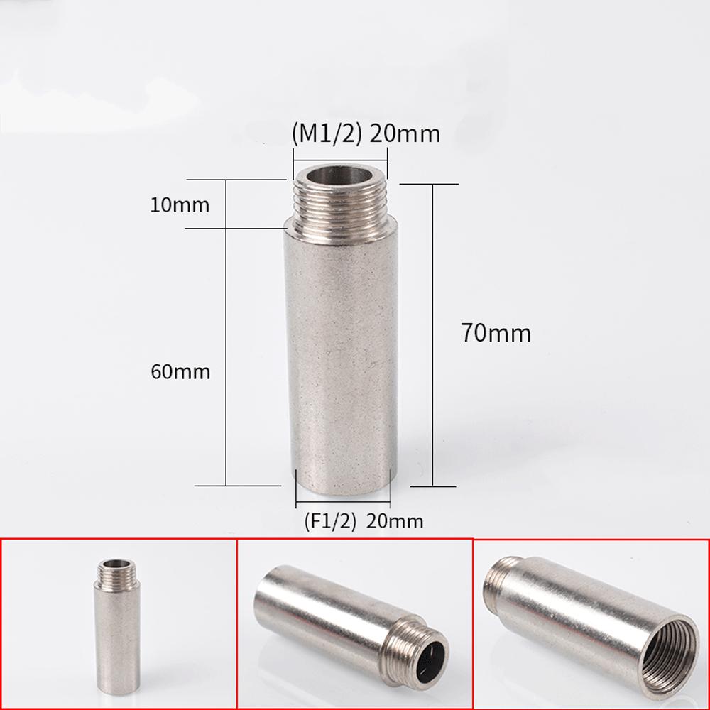 Brass 1/2 " Female To Male Stainless Steel Thickened Extension Joint Lengthened Hexagonal Extension Direct Chrome Plating Brass