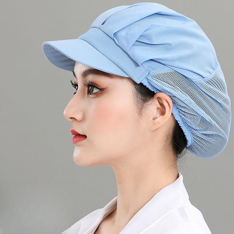 Durable Breathable Mesh Chef Cap Oil Proof Dust Proof Hair Protection Work Hat for Food Factory and Kitchen