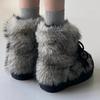 Fashion Bow Platform Women Snow Ankle Boots Fur Designer Fashion Short Plush Flats Cotton Shoes 2025 Trend Warm Cozy Winter Botas Mujer