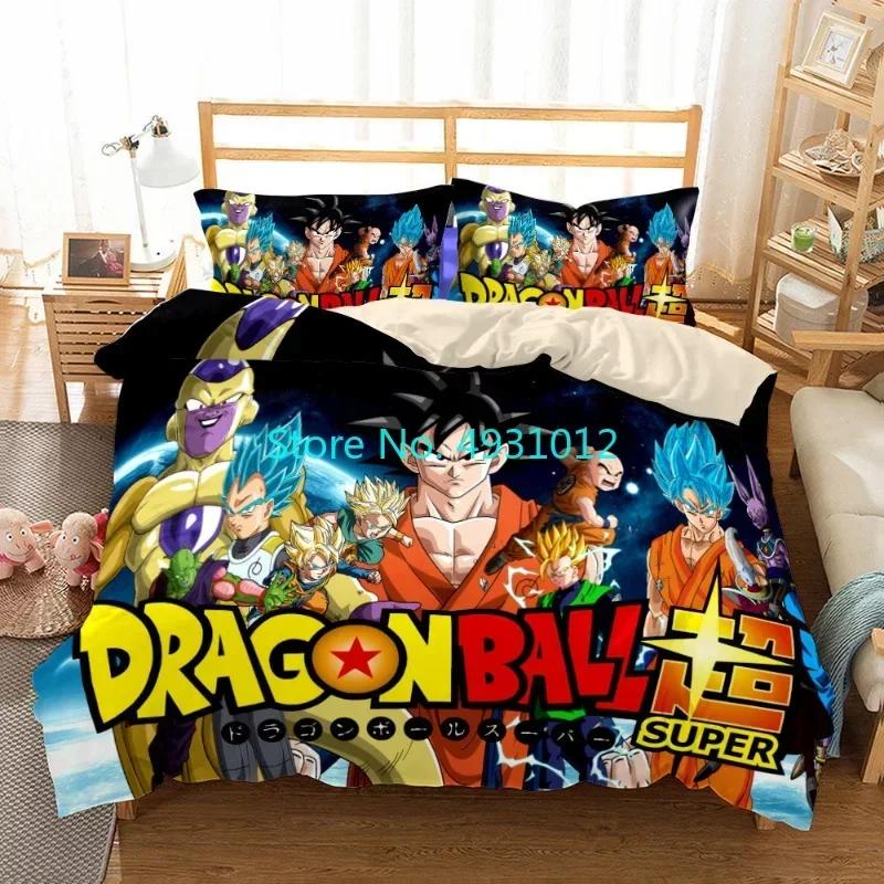 Cool Super Dragon Ball Z Son-Goku Anime Japanese Bedding Set Pillowcase Bedclothes 3D Print Kids Boy Quilt Duvet Cover Gift