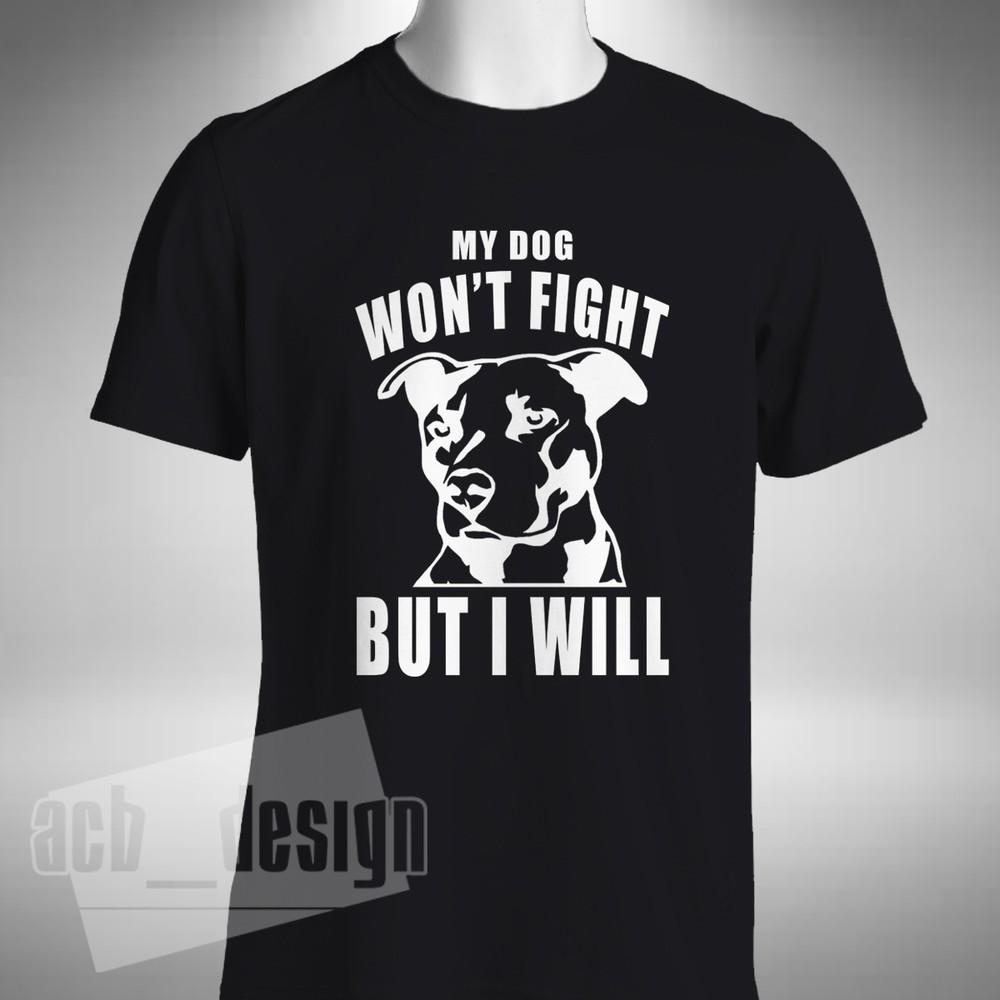 Staffordshire Bull Terrier Men's T-Shirt Funny My Dog Wont Fight But I Will