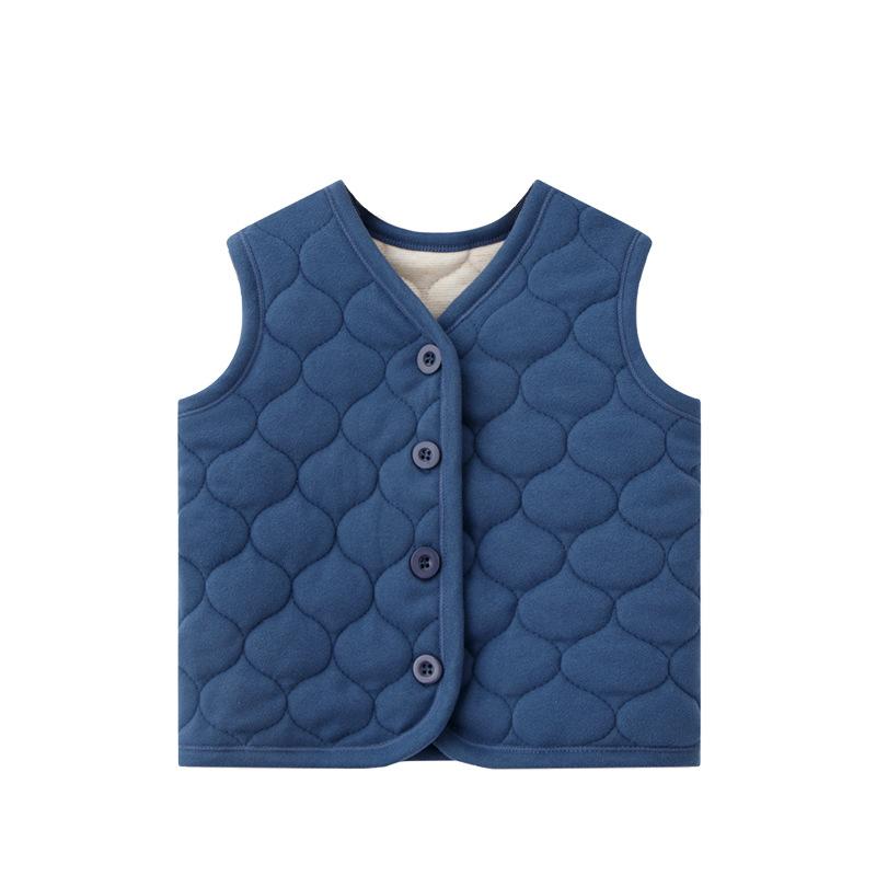 Children's Vest Autumn Winter Boys Girls Solid Color Thick Warm Cardigan Student Base Shirt Underwear Jacket Baby  Clothing