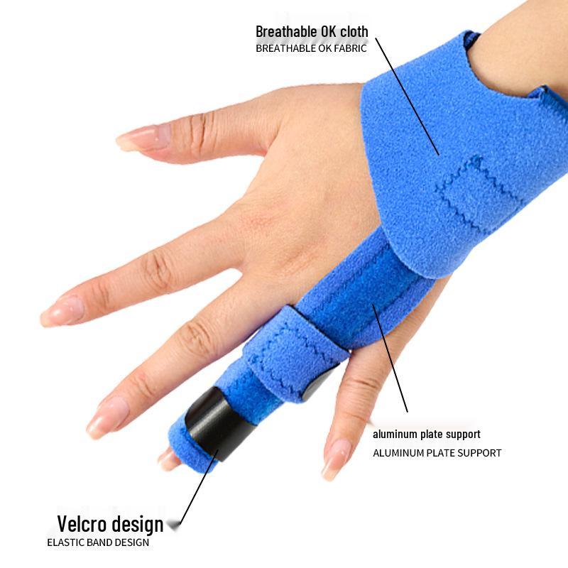 Universal Finger Fixation Strap: Breathable Protective Joint Sprain Support with Aluminum Plate and Finger Board.