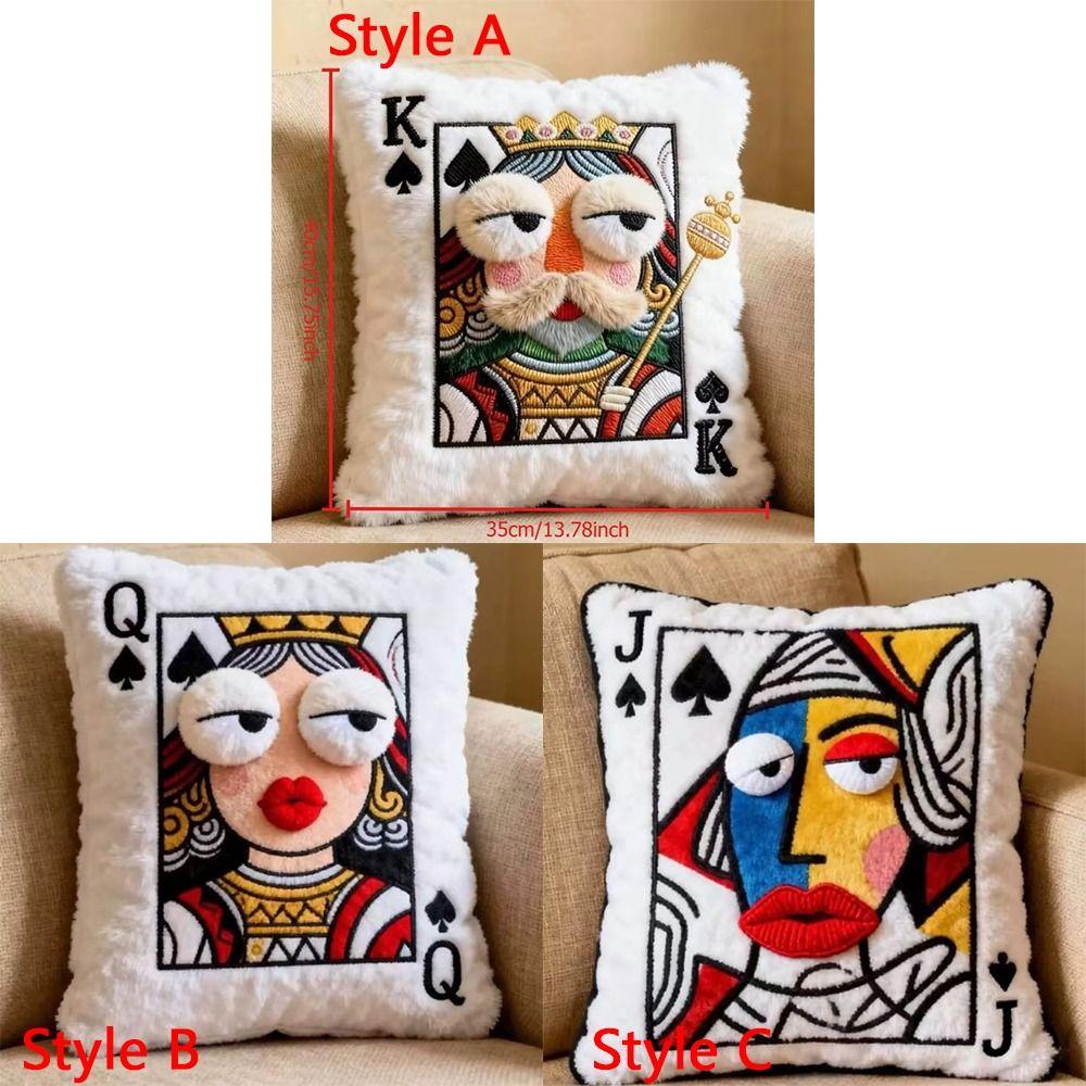 Creative Cartoon Embroidered Pillow Quirky Game Theme Big Eyes Pillow Soft Square Decorative Cushion Sofa Decor
