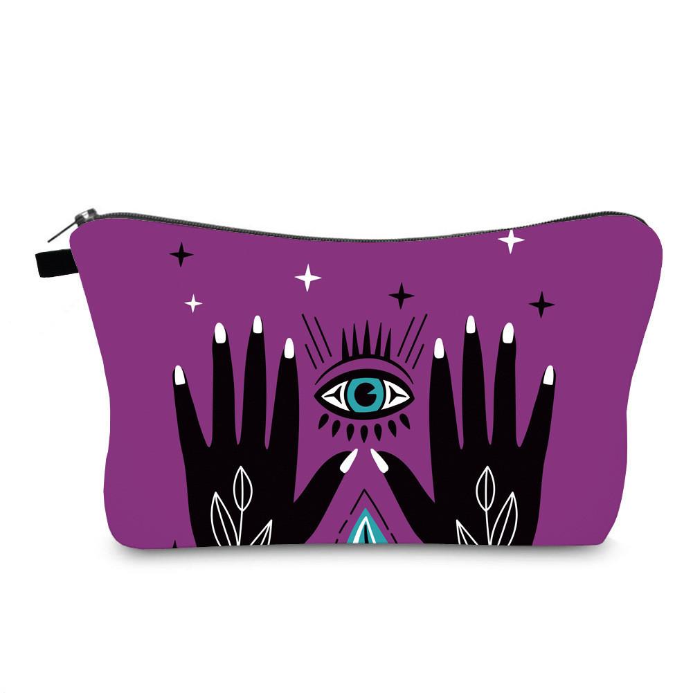 Evil Eye Print Makeup Bag Vintage Style Travel Storage Pouch Portable Hand Clutch Toiletry Bag