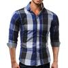 Chemise à carreaux pour hommes, classique, simple boutonnage, col rabattu, haut de printemps pour le travail