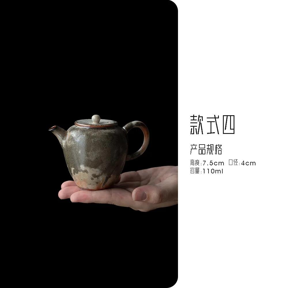 Japanese Ink Wood-fired Porcelain Teapot Retro Stoneware Scholar's Pot Chinese Tea Brewing Kettle Tea Ceremony Accessories Craft