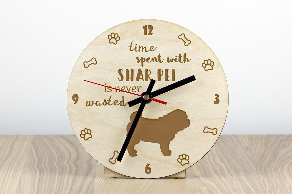Shar Pei - clock with dog, wooden clock with engraving, personalised clock by Art-Dog