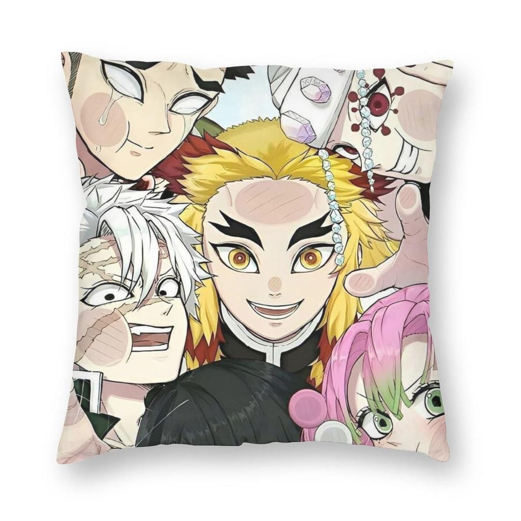 Demon Slayer Kimetsu No Yaiba Kissenbezug Weicher Polyester Kissenbezug Geschenk Kissenbezug Hülle Zuhause Reißverschluss cm