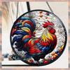 2025 Trend Rooster Acrylic Window Hangings 7.87" Rooster Sun Catcher Stained Glass Window Panels  For Home Garden Ornament
