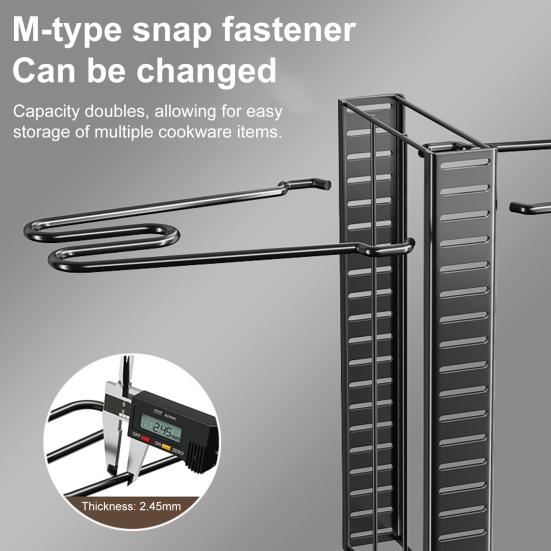 Szintes Állítható Serpenyőrendszerező Edénytároló Állvány Edény- és Serpenyőtartó Lábasállvány Konyhai Pultra és Szekrénybe
