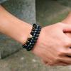 Stylish 3Pcs Men Bracelet Set Animal Lion Braslet Natural Volcanic Rock Obsidian Stone Strand Braclet Outdoor Cycling Jewelry