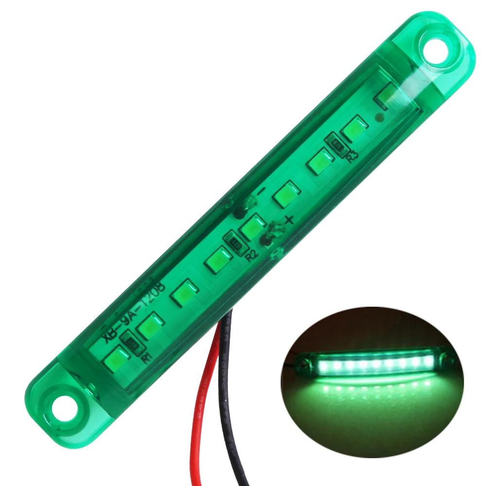 

9 LED Waterproof Side Warning Light Multicolor Truck Trailer Bus Van Lorry Width Lamp Signal Marker Bulb Lamp 12V 24V Accessorie 1pc зелений