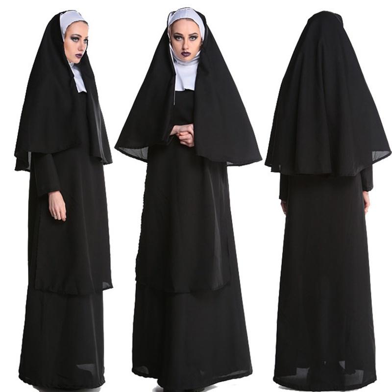 Adult Halloween Costume Cosplay Nun Outfit For Stage Performances L Xl)