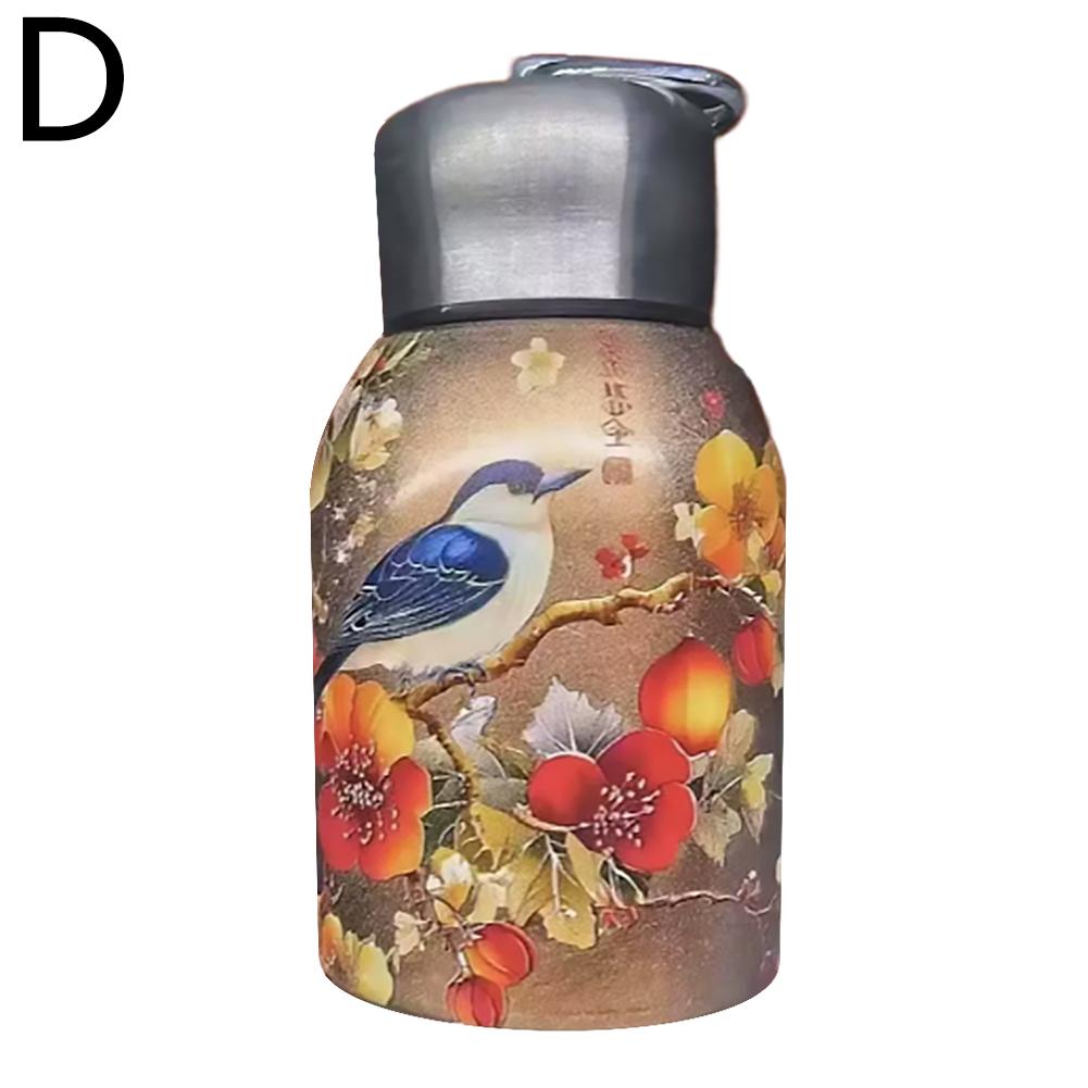 300ML Retro Konst Påfågel Termosmugg 316 Rostfritt Stål Dubbelväggig Vakuumisolerad Tumlermugg Vattenflaska Gåvor Resemuggar