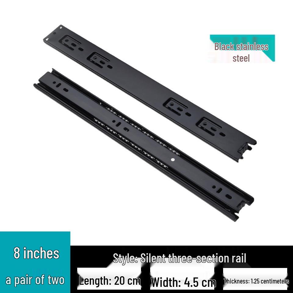 Stainless Steel Silent Ball Bearing Drawer Slides with Three-Section Damping Rails