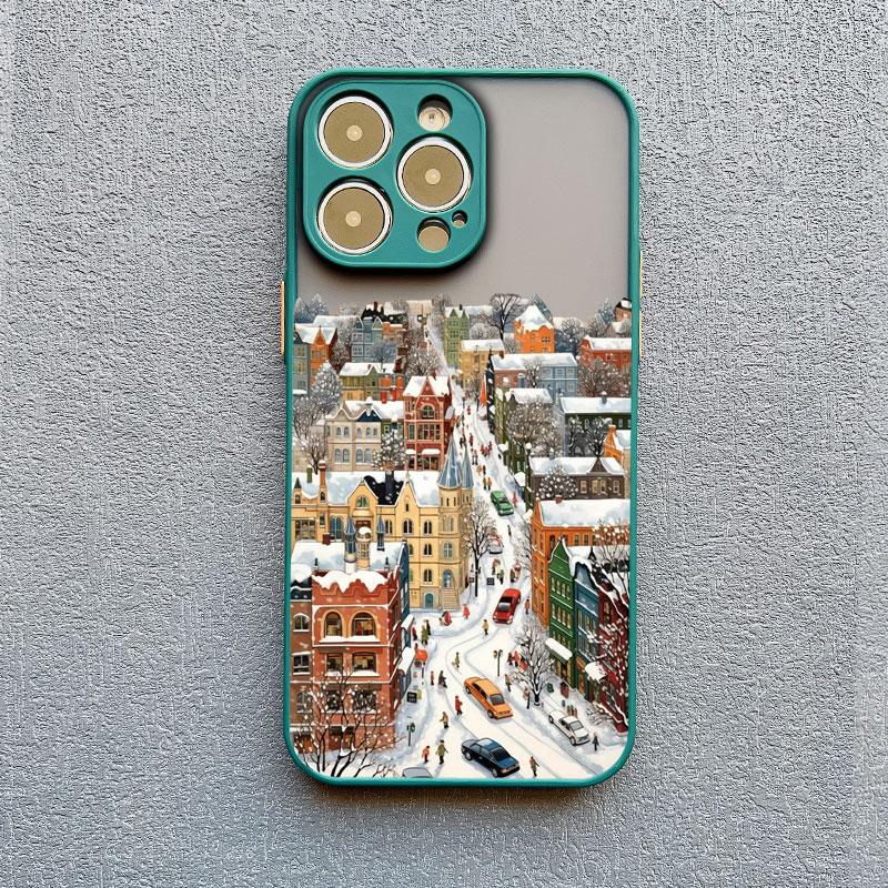 

The City Winter Street Snow Scene Phone Case For iphone 13 12 Mini 11 Pro Max 17 16 15 14 Pro Max Plus XR XS X Back Covers iphone 13Mini