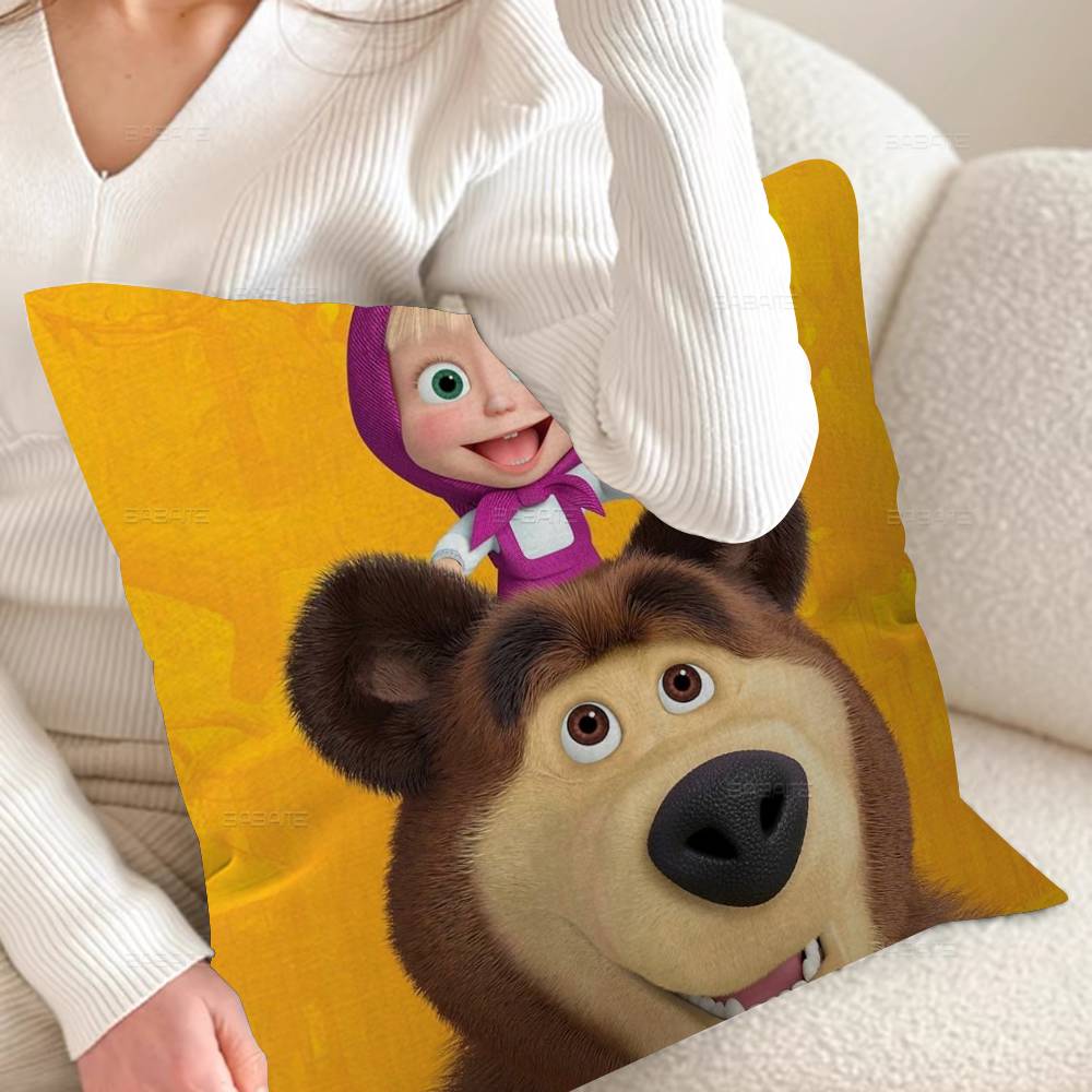 

MMasha And BBears Pillow Cushion Cover Pillowcase Living Room Sofa Home Decor Customized 30x30cm