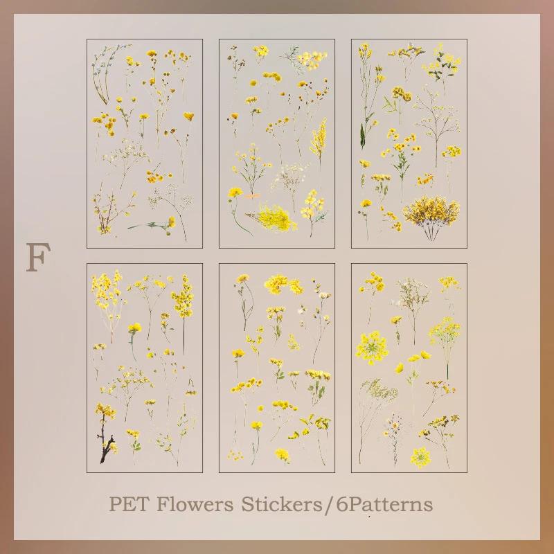 

6pcs/pack Transparent Flowers Plants PET Decorative Stickers Diary Scrapbooking Material Deco Album Stationery Stickers