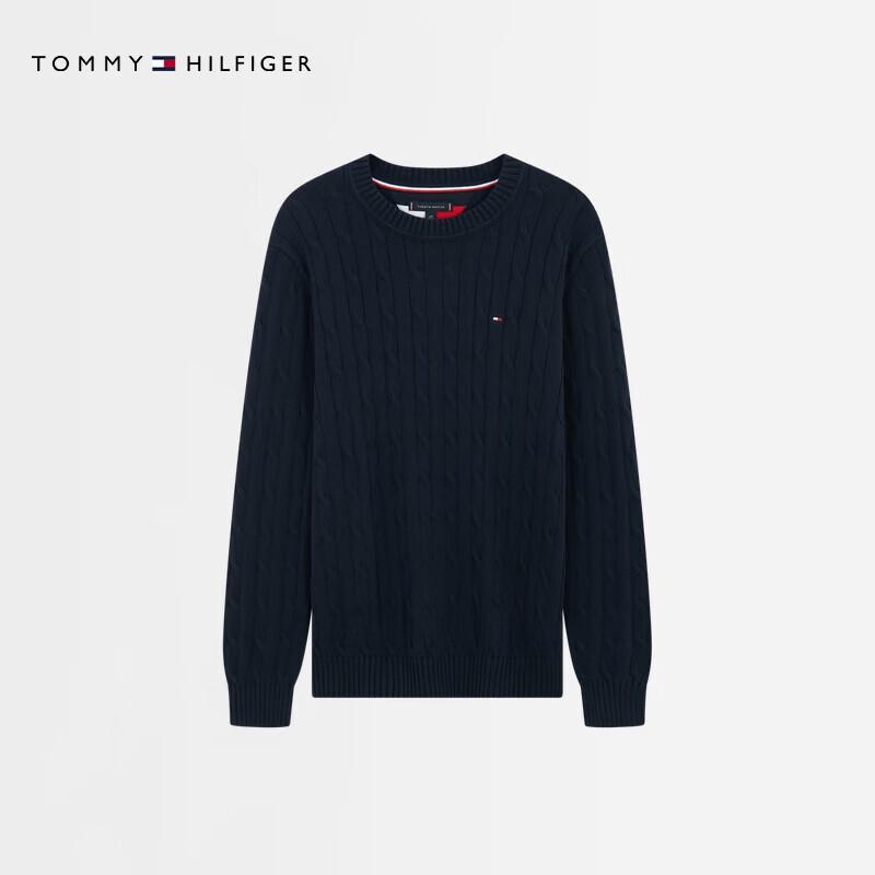 Tommy Hilfiger Men's Cable Knit Pure Cotton Round Neck Sweater