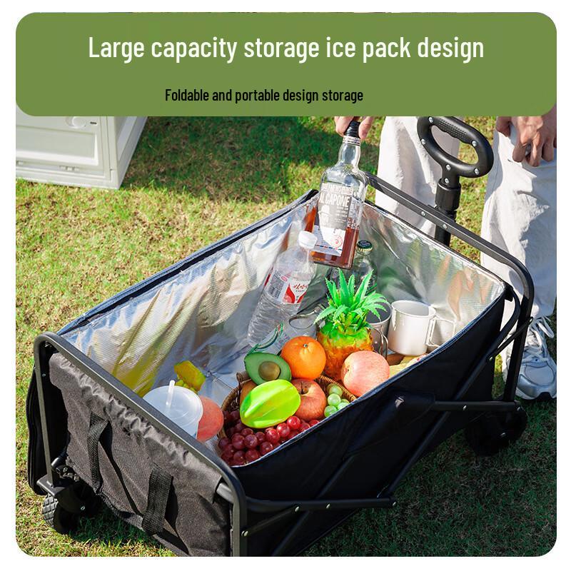 Portable Folding Outdoor Camping Cart with Ice Pouch
