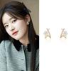 Stylish and Simple, Sweet Zircon Diamond-encrusted Flower Earrings, Women's Niche Design Sense, High-end Versatile Stud Earrings