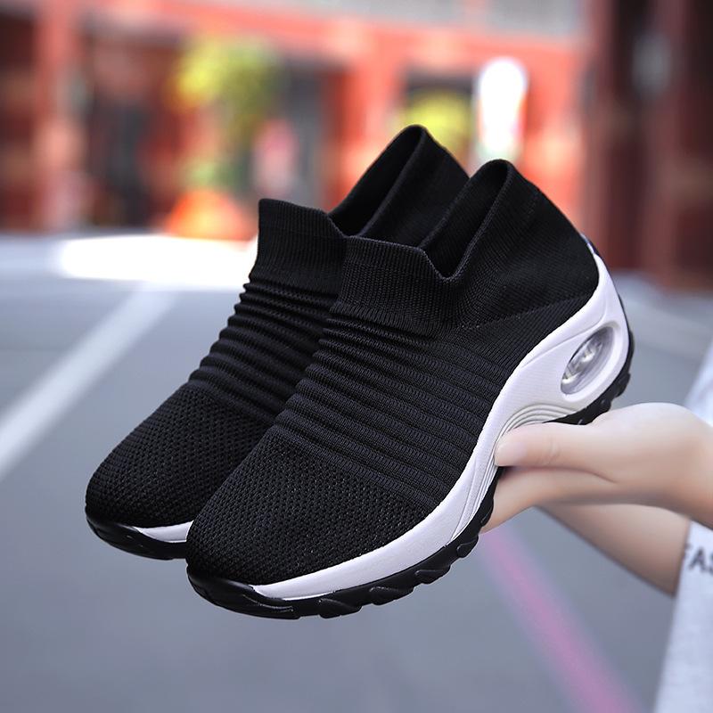 Large size air cushion fly-woven sneakers overalls rocking shoes casual shoes socks shoes