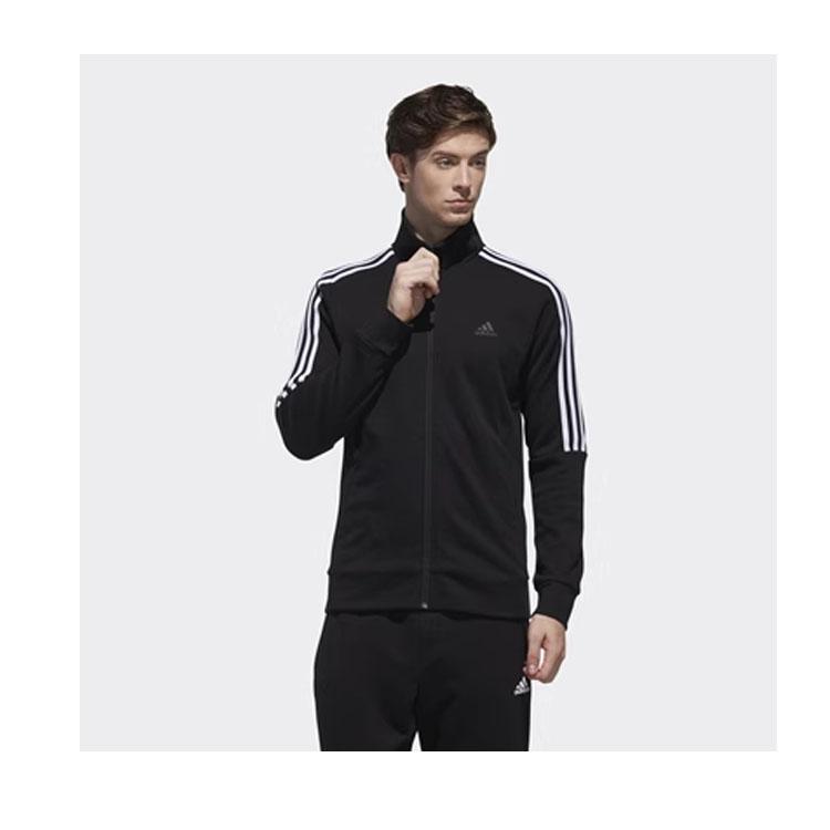 Adidas Stand Collar Knit Jacket Men Outerwear Black DW4598