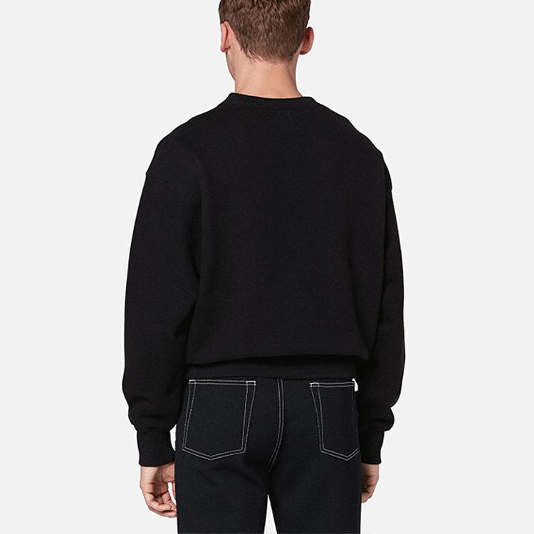 AMIPARIS Hart Logo Geborduurd Patch Effen Kleur Ronde Hals Pullover Sweatshirt Heren sweatshirt Zwart P20HJ040736-001