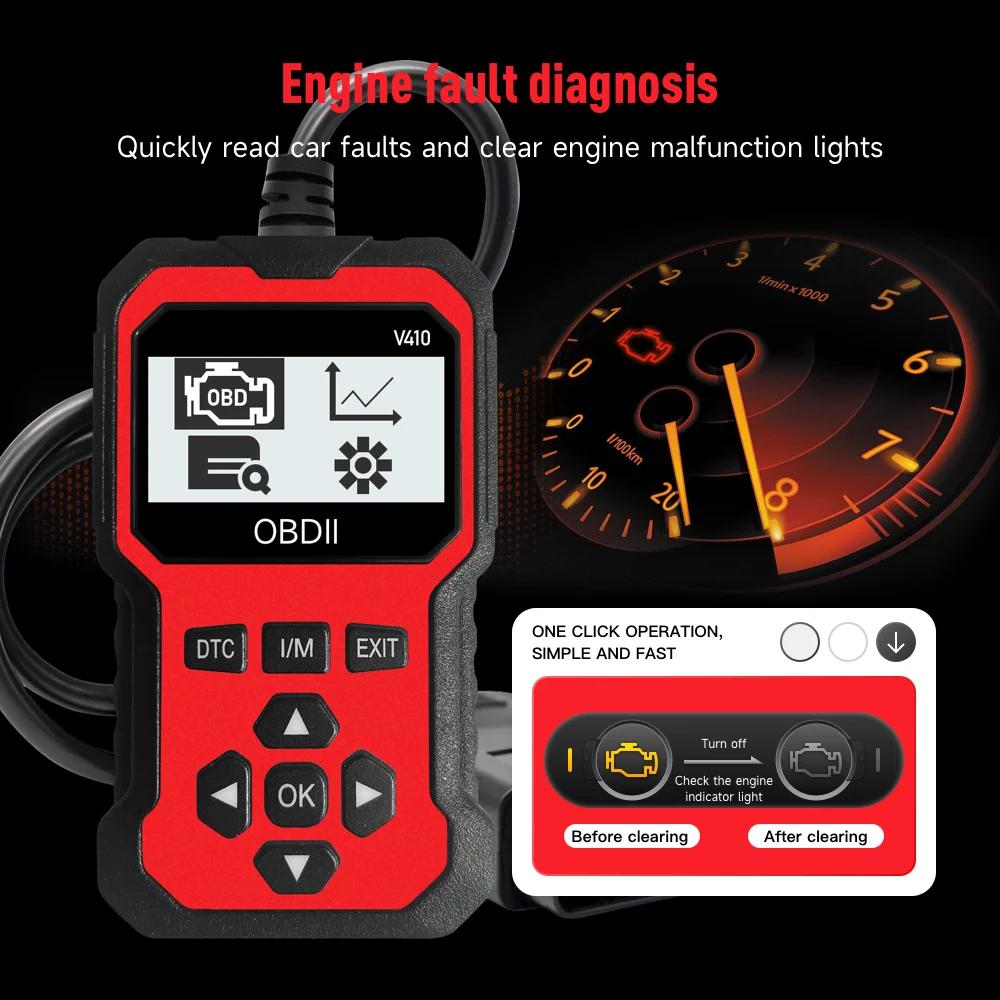 Vylepšený univerzální OBD II skener Čtečka chybových kódů motoru auta Diagnostický skenovací nástroj, Čtení a mazání chybových kódů pro 1996