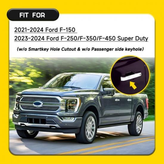 Fit -2024 Ford F-150 F-250 Chrome Door Handle Covers W/O Smartkey Hole EXV