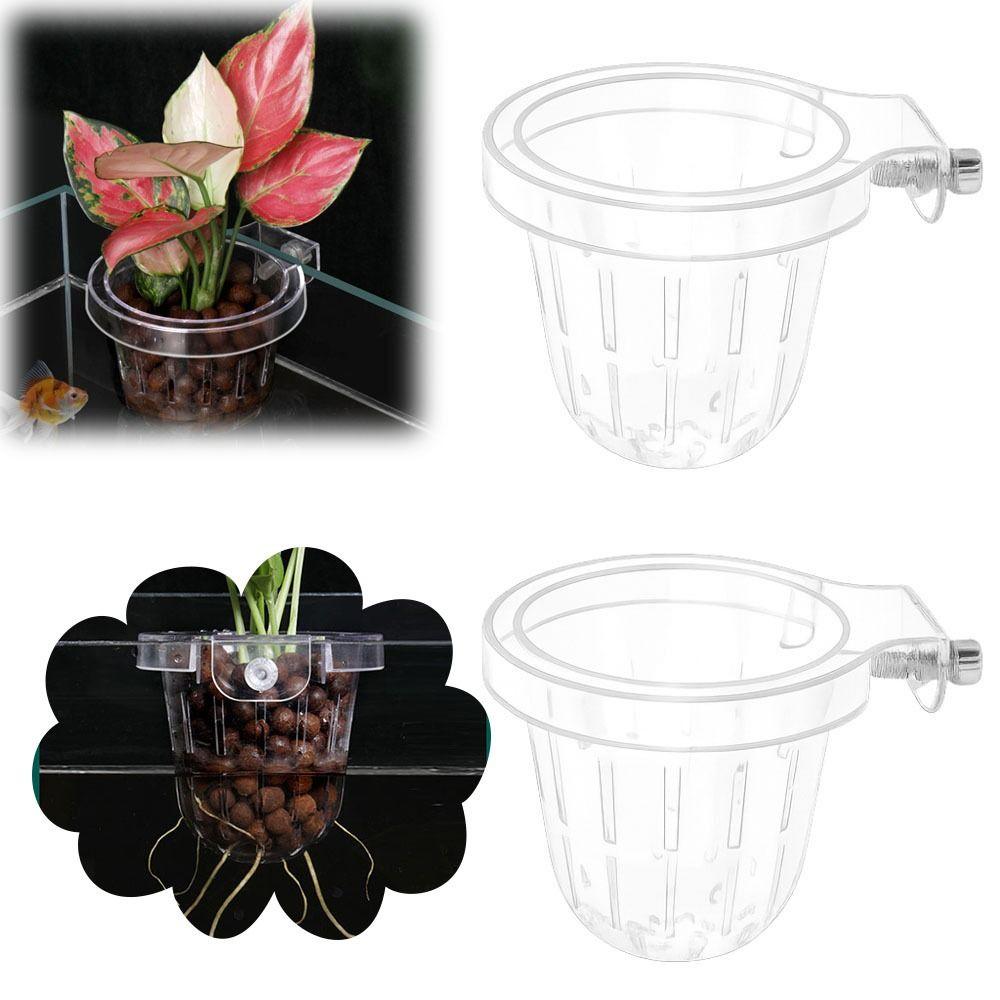 Transparent Fish Tank Hydroponic Planting Basket Water Plant Stand Glass Pot Aquarium Planter Cups Planted Tank