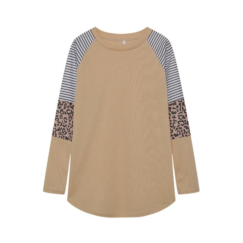 Women's Color-Blocked Stripes Round Neck Casual Long Sleeve Sweatshirt Autumn Outwear