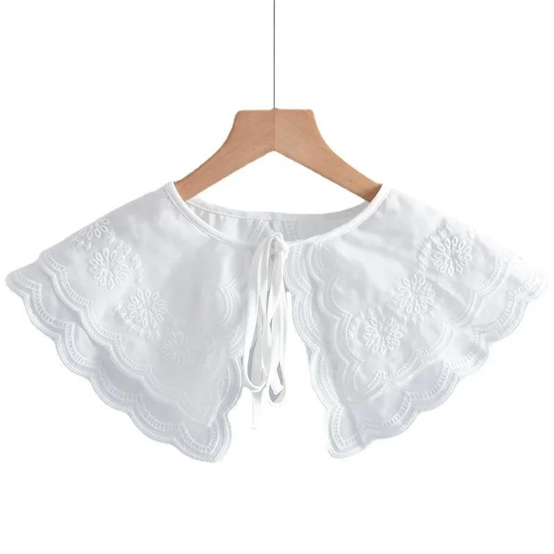 Doppellagiger falscher Kragen für Damen Abnehmbare Schleifen Schulterwärmer Cape Pullover Hemd Abnehmbarer Kragen Schals Falscher Kragen