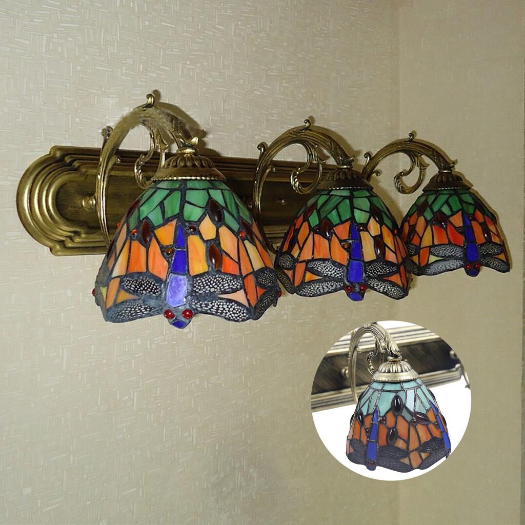 Modern Stained Glass Bathroom E27 Wall Sconce Victorian Tiffany Vanity Lighting