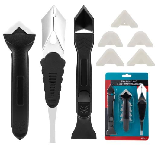 K-047 3 Pieces Caulk Tool Kit Sealant Silicone Finishing Tools Caulking Tools for Silicone Sealant Grout Finishing Sealing 3 Pieces Caulk Tool Kit