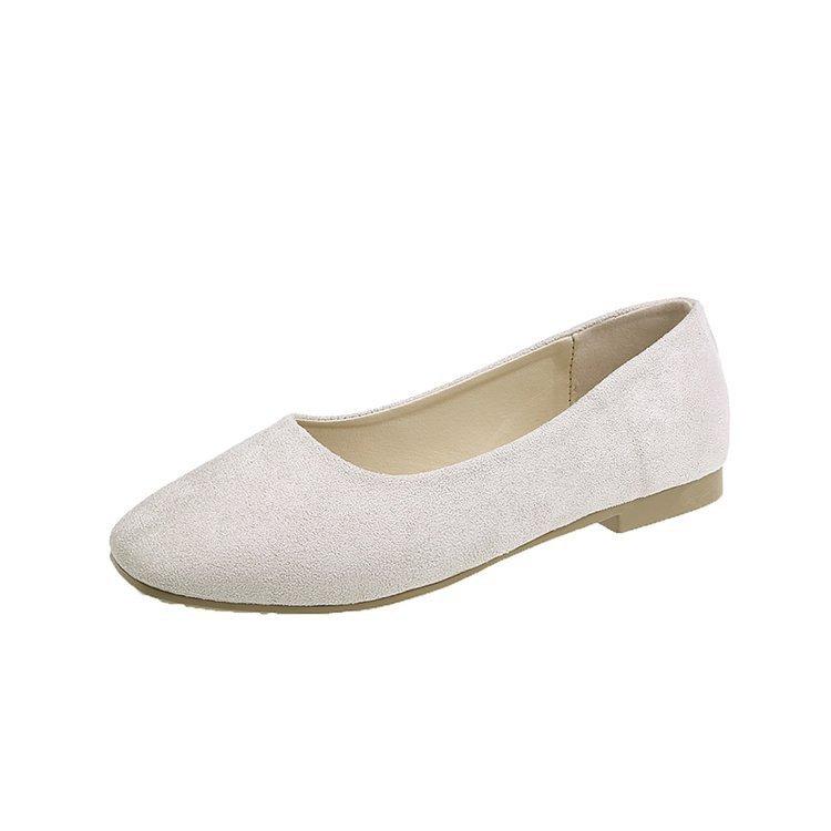 

Shallow mouth square head single shoes women s 2020 spring and autumn new flat bottom Internet celebrity grandma shoes comfortable and versatile Doudo 40 бежевый