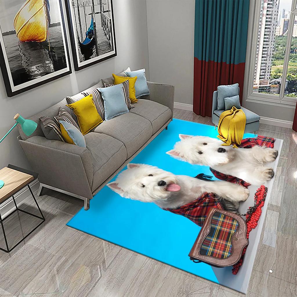 West Highland White Terrier Hund Teppich Niedlicher Welpe Tier Badezimmer Küche Schlafzimmer Anti-Rutsch Teppich Eingang Toilette Fußmatte